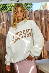 Cross/Jesus Saves Reversible Mock Neck Sweatshirt