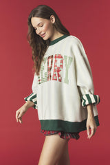 Merry & Stripe Reversible Fleeced Mock Neck Sweatshirt