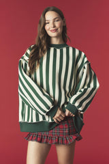 Merry & Stripe Reversible Fleeced Mock Neck Sweatshirt