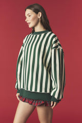 Merry & Stripe Reversible Fleeced Mock Neck Sweatshirt