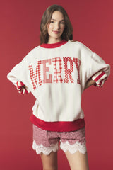 Merry & Stripe Reversible Fleeced Mock Neck Sweatshirt