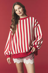 Merry & Stripe Reversible Fleeced Mock Neck Sweatshirt