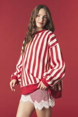 Merry & Stripe Reversible Fleeced Mock Neck Sweatshirt