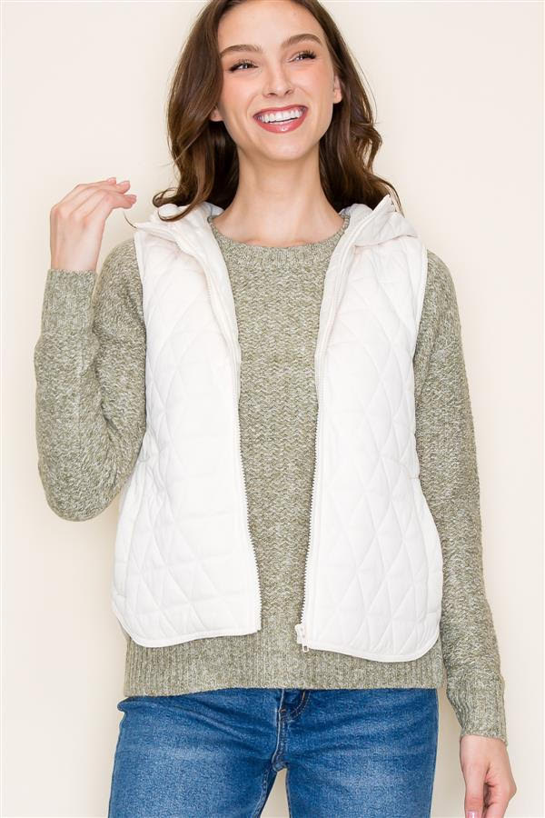 Cream Cascade Quilted Vest