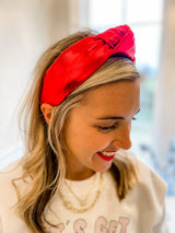 Brianna Cannon Red Metallic Puff Knot Headband