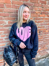 Love Distressed Graphic Sweatshirt