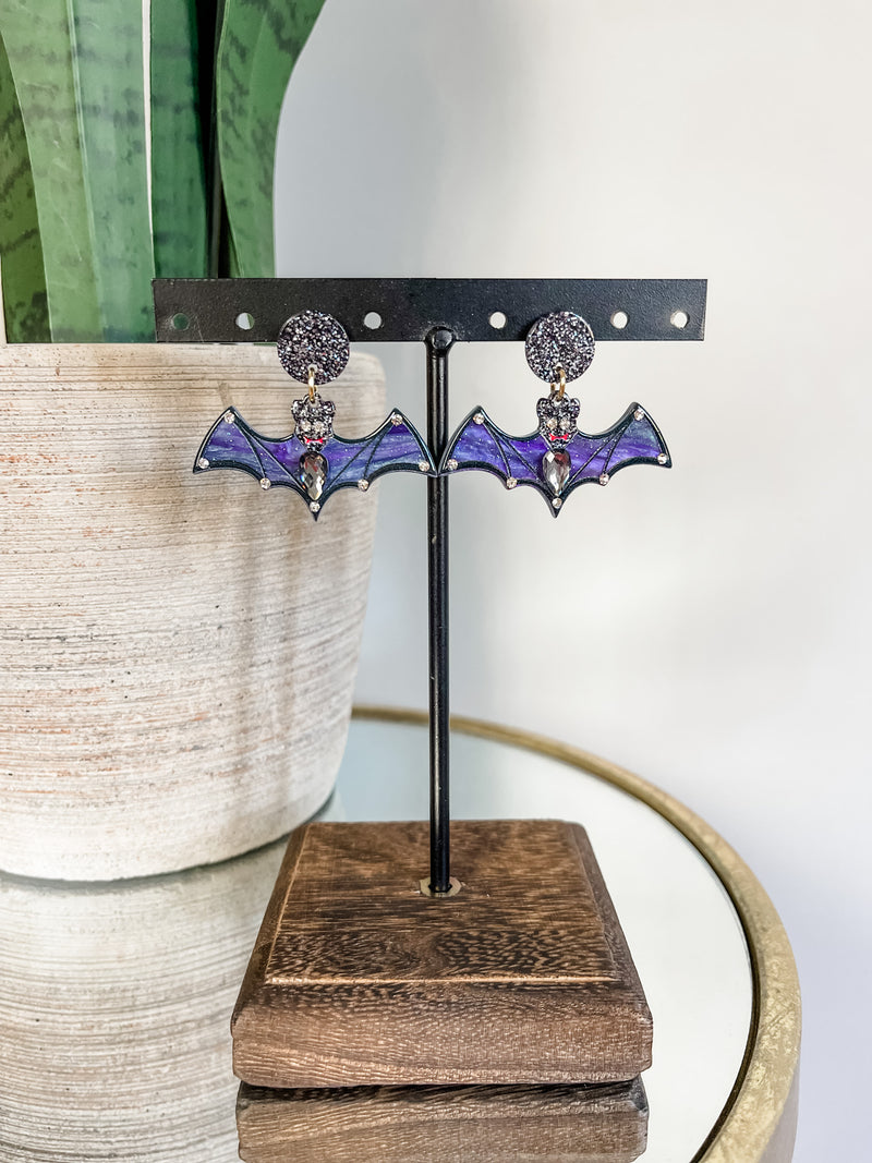 Crystal Bats Dangle Earrings