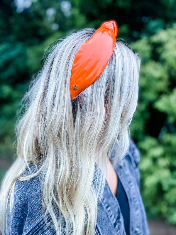 Brianna Cannon Orange Puff Knotted Headband