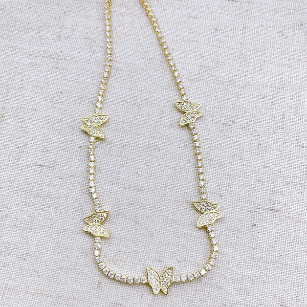 Treasure Jewels Crystal Butterfly Gold Necklace
