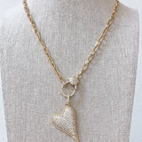 Treasure Jewels Gold Clip Pave Heart Necklace